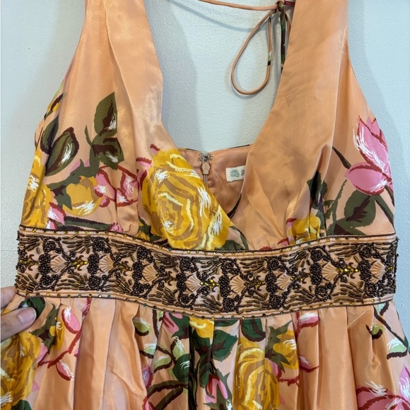 Y2K Spring Beaded Floral Embroidered Halter Midi Dress Coquette Girl - XS Small - Picture 6 of 13